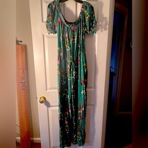 Floral Green Jumper, Off the Shoulder